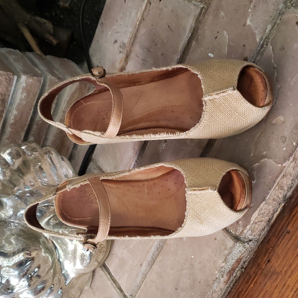 Naya For Anthropologie Espadrille Peep Toe Heels Size 8 - Picture 12 of 12